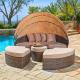 PE rattan sunbed round lounger waterproof beach chair garden sets furniture for outdoor daybed