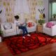 Flower Polyester Shaggy Carpet Area Rug Rose design Different size carpet