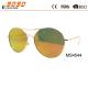 Round metal   fashion  sunglasses with mirror lens ,suitable for men and women