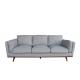 Timber Base 3 Seater Grey Fabric Sofa Removable Cushions Gray 3 Seater Sofa