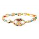 Gold Pig Nose Charm Metal Beads Elastic Handmade Bracelet With Rainbow Seed Beads