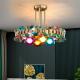 Chandelier lighting for dining room Home Decoration Gold Round Kitchen Fixture Colorful Stone Hanging Lamp(WH-CY-161)