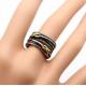 Fashion Silver Gold Two -Tone Double X  Crossover Women Ring (R-90)