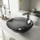 Circular Countertop Wash Basin Handmade Tempered Glass Gray Vessel Bathroom Sink