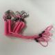 Custom special OEM rose red spring coiled leash w/ metal alligator clip and loop end