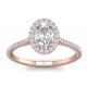 Oval Shaped 18K Rose Gold Ring , 0.50Ct Diamond Engagement Ring 6.37x4.46x2.79mm