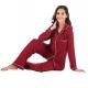 Amazon Hot Sale Viscose Spring Autumn Long Sleeves Buttons 2 Piece Womens Sleepwear Set Pajamas Homewear Femm