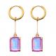 Electroplating Gold Plated Crystal Cube / Oval Stud Zirconia Earrings for Women