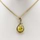Yellow Gold  Plated Silver Oval Yellow Citrine Cubic Zircon  Pendant (PSJ0410)