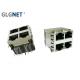 Through Hole Rj45 Multi Port Connector 2x2 Ports Side Entry With Magnetics LEDs