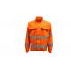 CVC 55% Cotton 45% Polyester 245GSM Orange Jacket With Reflective Strip Two Flap Pockets