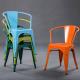 Cold Rolled Steel Metal Dining Chair Stackable Breathable Powder Coating