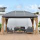 Gazebo With Mosquito Netting   Polycarbonate Double-Roof Canopy Metal Roof Gazebo