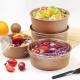 Custom Restaurant 750ml Disposable Kraft Brown Paper Food Packaging Salad Bowl With Lid