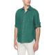 Solid Green Spread Collar Mens Casual Short Sleeve Shirts Yarn Dyed Fabric Slim Fit