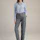 Chambray Womens Casual Linen Pants Straight Leg Yarn Dyed Fabric