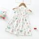 Girls Cotton Casual White Summer Dresses Sleeveless Print Cartoon Casual