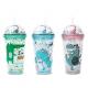 ABS Double Layer Drinkware Bottle Dinosaur Doll Star Sequin Drinking Cup With Straw