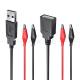 Male Female USB Connector to Dual Copper Crocodile Clamps Alligator Clips Test Leads Wire Adapter Cable for Electrical Circuit