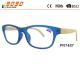 New arrival and hot sale of plastic reading glasses, wooden temple ， suitable for women and men
