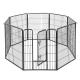 Grey Solid Metal Dog Crate 8 Panel Pet Playpen Rounded Corners Without Sharp Edge