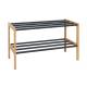 2 Layer 37cm Height 62cm Length Natural And Black Shoe Shelf