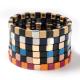 Geometric Enamel Tile Bracelet , Multicolor Stretch Beaded Bracelets