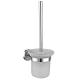 Bathroom Toilet Brush Holders Polished Finish Circular Wall Mounted Glass