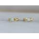Dia 10mm Gold Opal Huggie Earrings 1.5mm Width For Anniversary