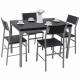 Home Wooden Black Dining Table Set 4 Seater Chairs With Metal Frame