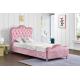 Girl Pink Upholstered Plywood Bed Frame With Dimond Buttons Headboard