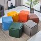 Faux Leather Multipurpose Ottoman 5 In 1 Stool Cube Storage Metal Chair