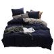 King Size Luxury Bedding in Solid Color Linen and Microfiber Comforter European Style