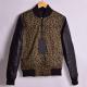 Professional Leopard Baseball Jacket , Plus Size Baseball Jacket Leather Sleeve