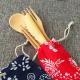 Disposable Portable Organic Bamboo Spoon Fork Chopsticks Set Cloth Bag Packing