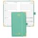 Green Vegan PU Leather Small Academic Planner Monthly Weekly Agenda