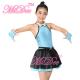 Fancy Polyester Lycra Girl Jazz Dance Dress With Rhinestones Choker Collar