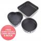 Nonstick Bakeware Springform Pan Set Bundle with 10-Inch Square, 9.8-Inch Round, 8.6-Inch Heart Shaped Cake Pan