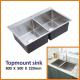 50 50 Topmount Stainless Steel Kitchen Sink 16 Gauge Brushed Double Bowl 80x50