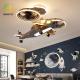 Children's airplane light Fan light remote control Boy's room Creative cartoon fighter model Boy's bedroom ceiling light