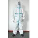 White Blue Disposable Isolation Gown Chemical Protective Coveralls