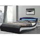 SF896 Double Size LED Upholstered Bed Black White PU With Headboard