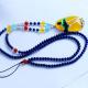 Natural Lapis Lazuli Strand Necklace with Silver Enamel Yellow Chalcedony Pendant(XH057271W)