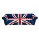 Chesterfield Denim Fabric Couch Union Jack Button Tufted Sofa
