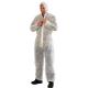 Overall Single Layer PP Nonwoven Full Coverage Moderate Protection Front Zipper Cheap Disposable Coveralls with Hood