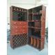 Foldable Red Wine Storage Cabinet Reddish Brown Luxury Top Grain Leather