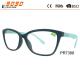 New arrival and hot sale plastic reading glasses,spring hinge ,single frame with other color temples