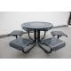 Perforated Metal Outdoor Picnic Tables Round With Six Chairs