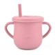Pink Sippy Cup With Handles 150mL Kids Silicone Cup Cute Cartoon Design