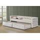 3ft Crush Grey Velvet Daybed With Trundle Tufed Botton